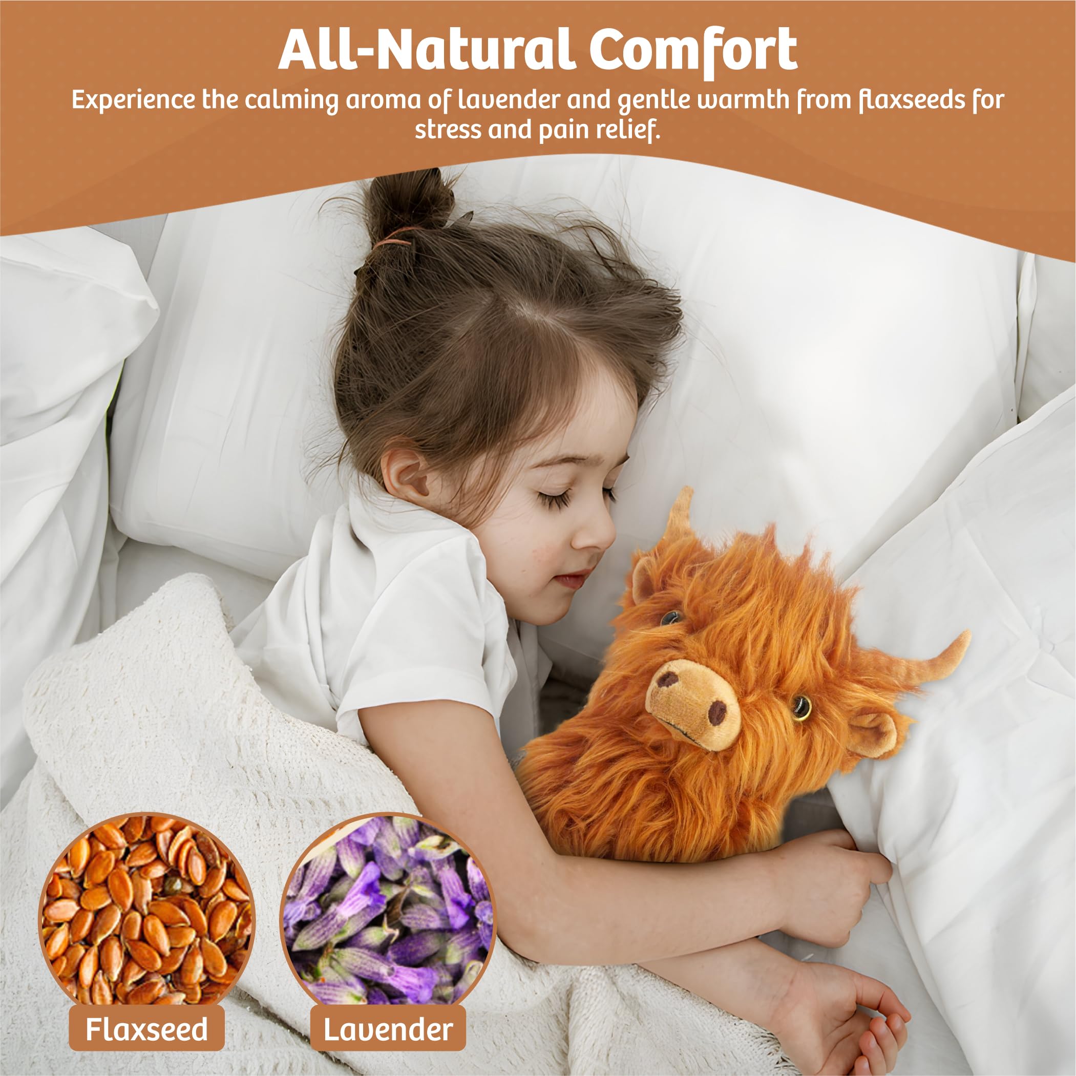 Marysun Microwavable Highland Cow Stuffed Animal - Weighted Stuffed Animal Plush, Heating Pad, Cozy