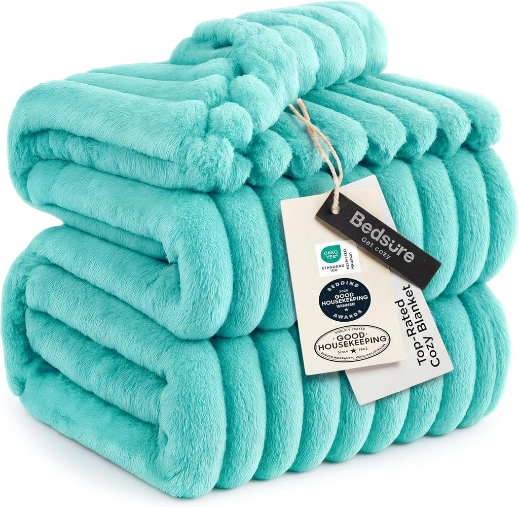 Bedsure GentleSoft White Throw Blanket for Couch - Mothers Gifts Day Birthday Gifts for Women Mom Her, Soft Cozy Fleece Throw Blanket for Girl, Room Home Bedroom Spring Decor, Off White, 50x60 Inches