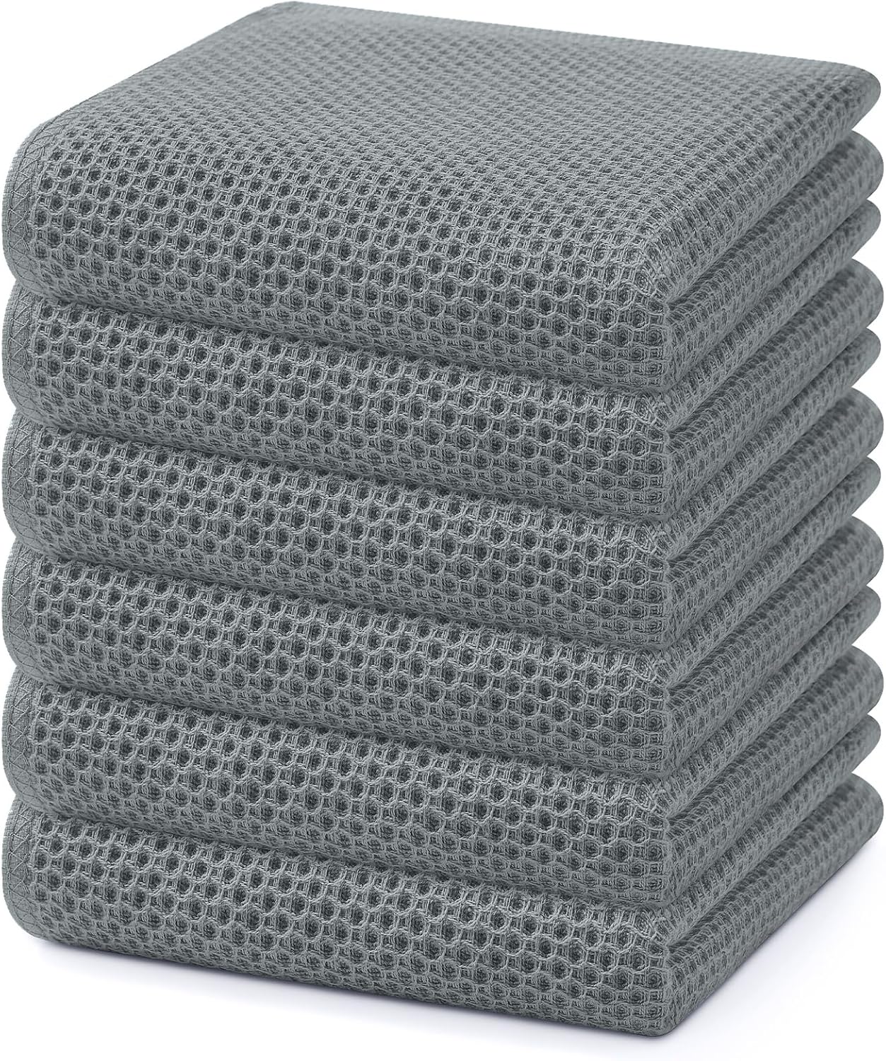 Homaxy 100% Cotton Waffle Weave Kitchen Dish Cloths, Ultra Soft Absorbent Quick Drying Dish Towels, 12 x 12 Inches, 6-Pack, Apricot