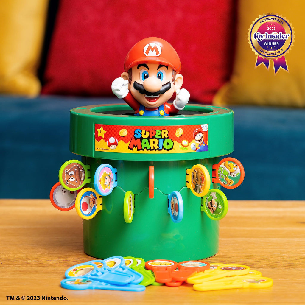 TOMY Pop Up Super Mario Game - Activities for Indoor Recess or Family Game Night - Officially Licensed Super Mario Toys for Kids - Easter Basket Stuffers - 2-4 Players - Ages 4 Years and Up