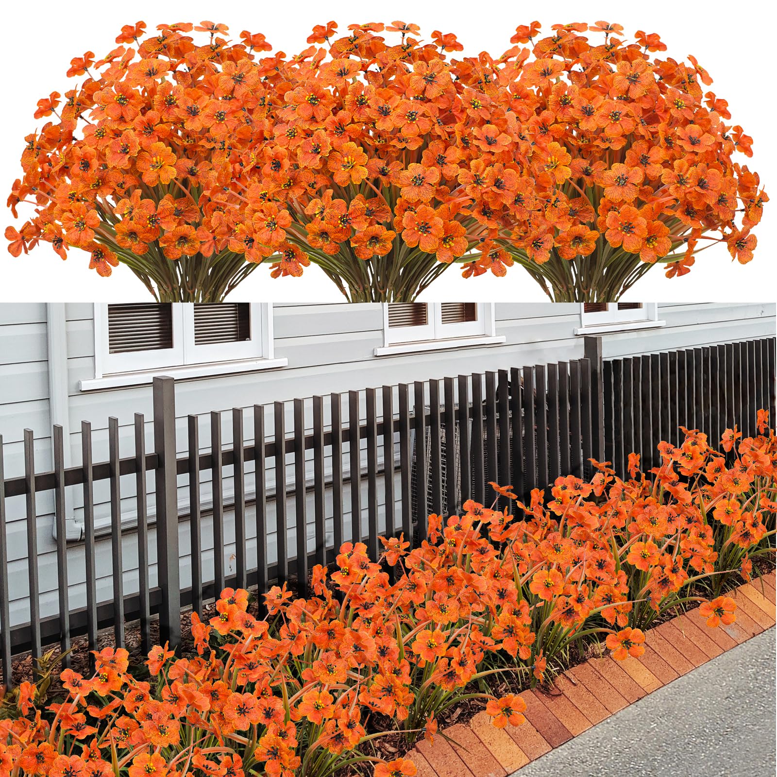 21 Bundles Artificial Outdoor UV Resistant Flowers No Fade Fake Outside Flowers Plastic Greenery Faux Shrubs Garden Porch Window Box Home Decoration(Purple)