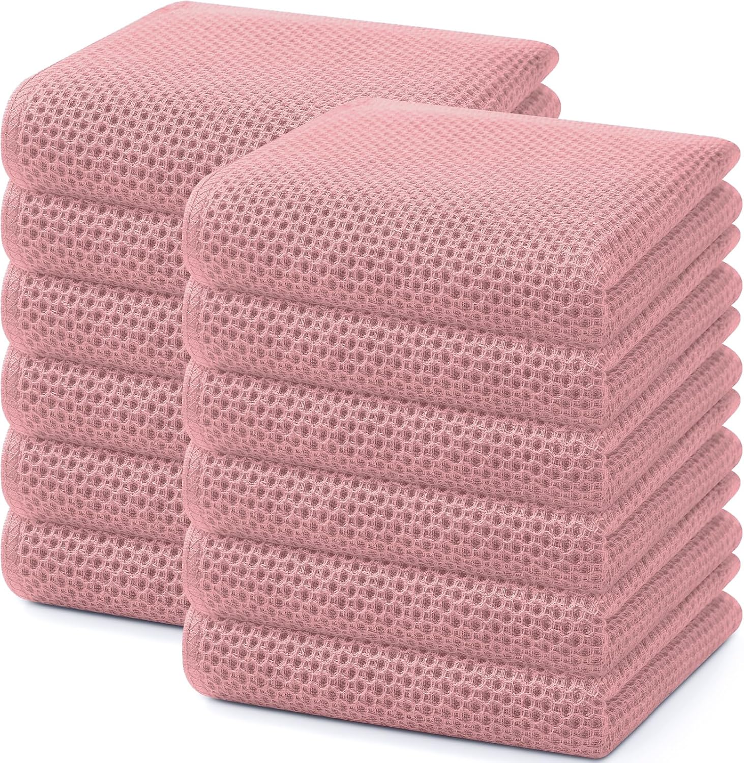 Homaxy 100% Cotton Waffle Weave Kitchen Dish Cloths, Ultra Soft Absorbent Quick Drying Dish Towels, 12 x 12 Inches, 6-Pack, Apricot