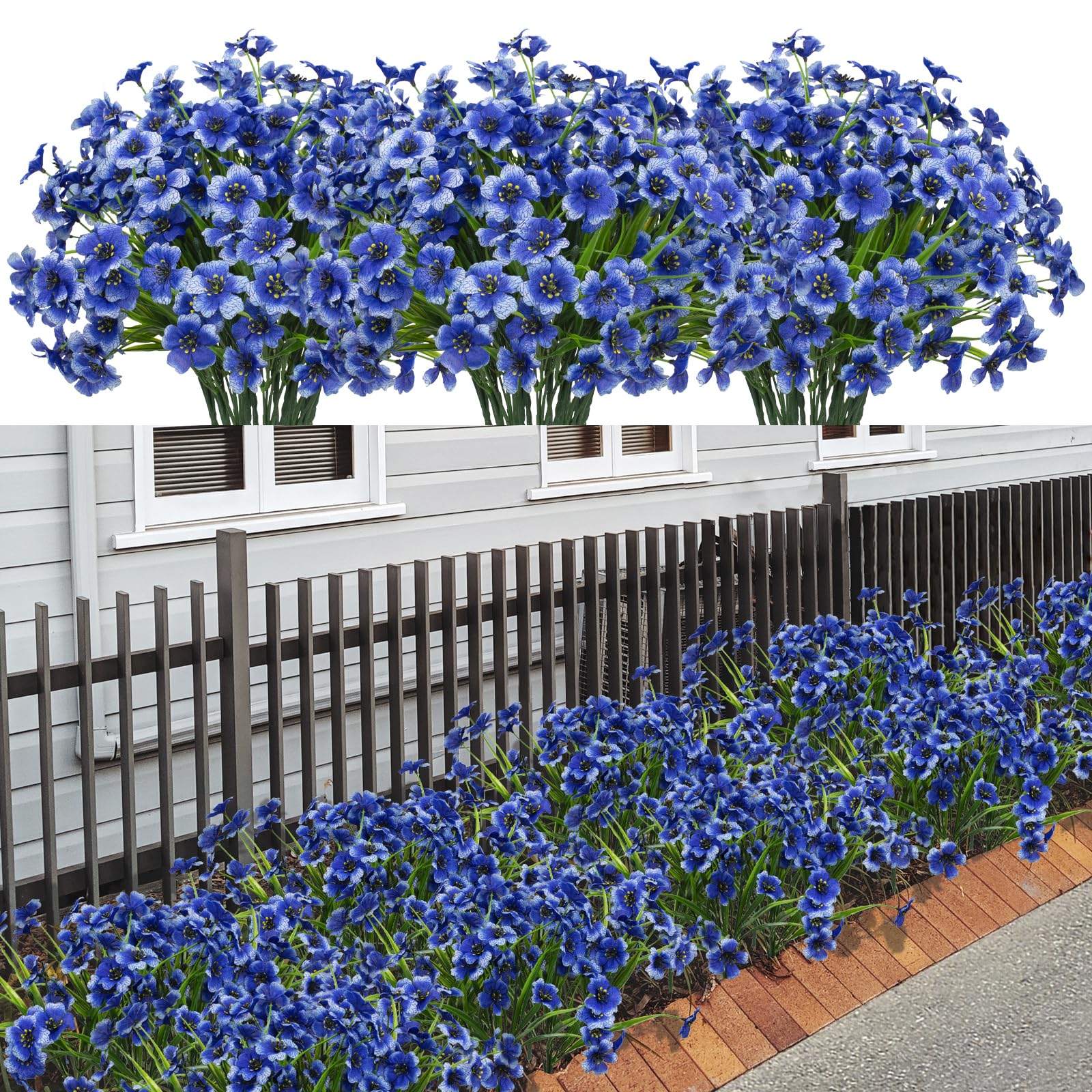 21 Bundles Artificial Outdoor UV Resistant Flowers No Fade Fake Outside Flowers Plastic Greenery Faux Shrubs Garden Porch Window Box Home Decoration(Purple)