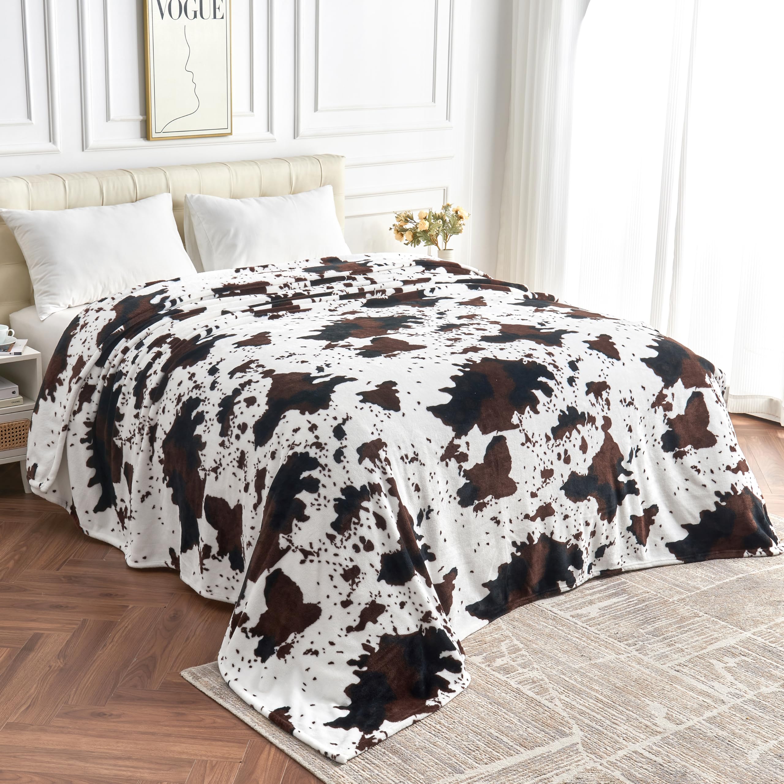 Leopard Print Blanket Fleece Throw for Bed Sofa Travel and Camping, Super Soft Cozy Fluffy Plush Cheetah Print Blanket for All Seasons 50"x60" (Dark Brown)