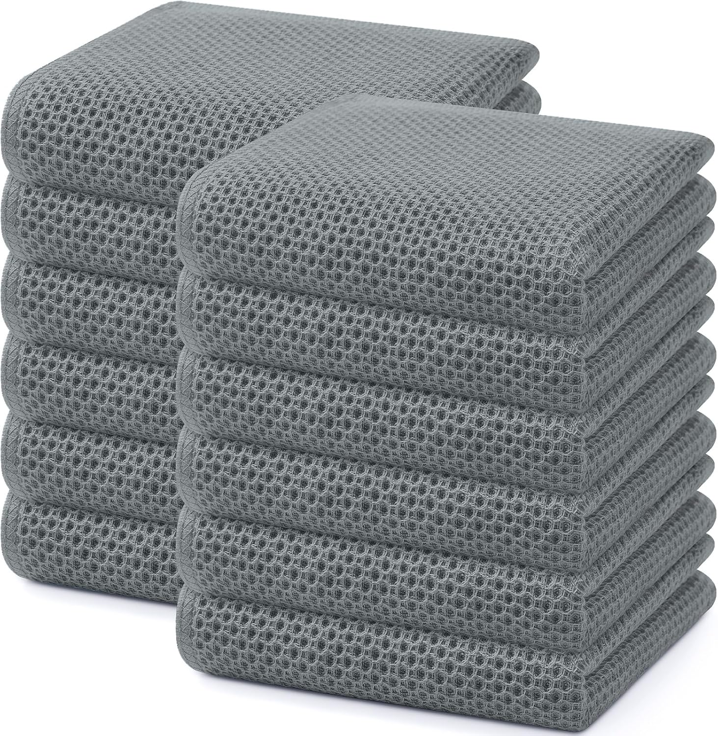 Homaxy 100% Cotton Waffle Weave Kitchen Dish Cloths, Ultra Soft Absorbent Quick Drying Dish Towels, 12 x 12 Inches, 6-Pack, Apricot