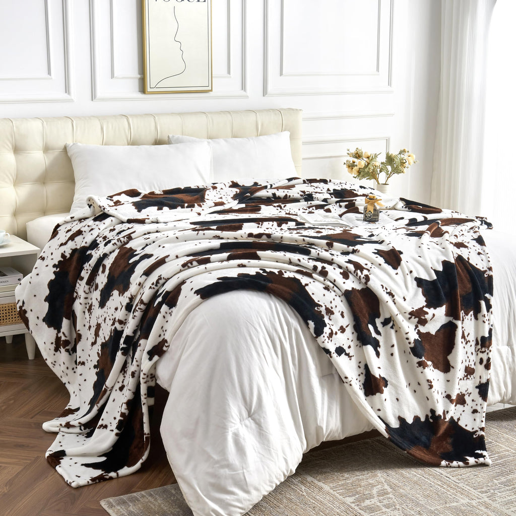 Leopard Print Blanket Fleece Throw for Bed Sofa Travel and Camping, Super Soft Cozy Fluffy Plush Cheetah Print Blanket for All Seasons 50"x60" (Dark Brown)