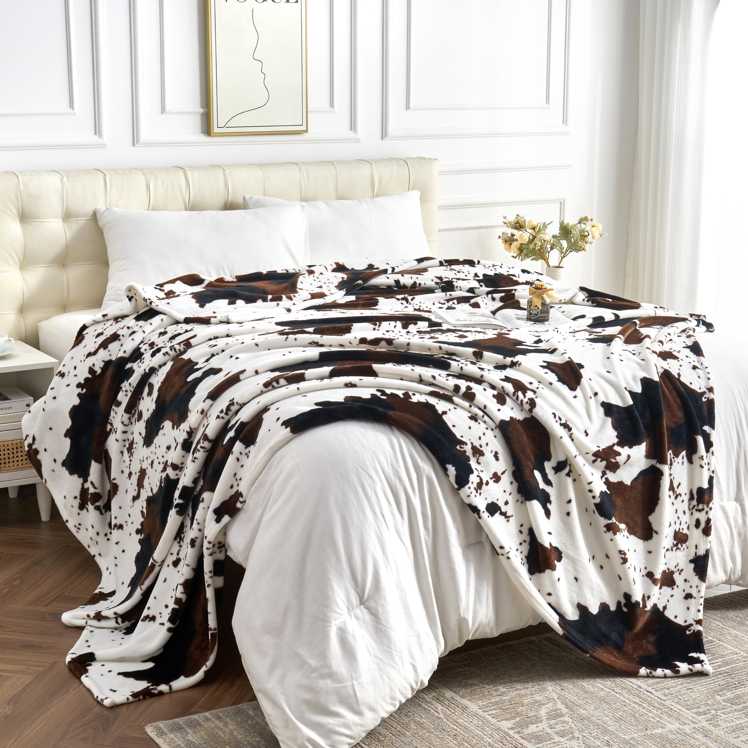 Leopard Print Blanket Fleece Throw for Bed Sofa Travel and Camping, Super Soft Cozy Fluffy Plush Cheetah Print Blanket for All Seasons 50"x60" (Dark Brown)