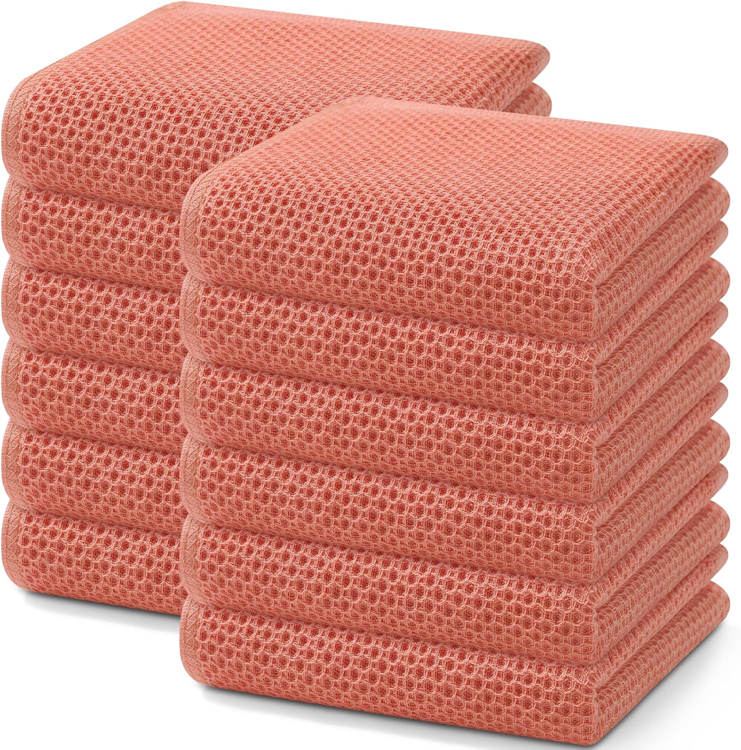 Homaxy 100% Cotton Waffle Weave Kitchen Dish Cloths, Ultra Soft Absorbent Quick Drying Dish Towels, 12 x 12 Inches, 6-Pack, Apricot