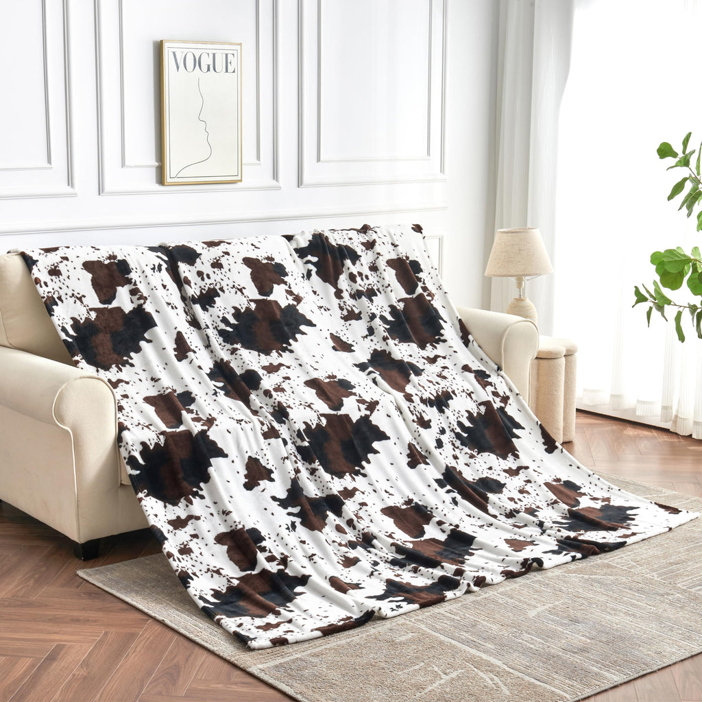 Leopard Print Blanket Fleece Throw for Bed Sofa Travel and Camping, Super Soft Cozy Fluffy Plush Cheetah Print Blanket for All Seasons 50"x60" (Dark Brown)