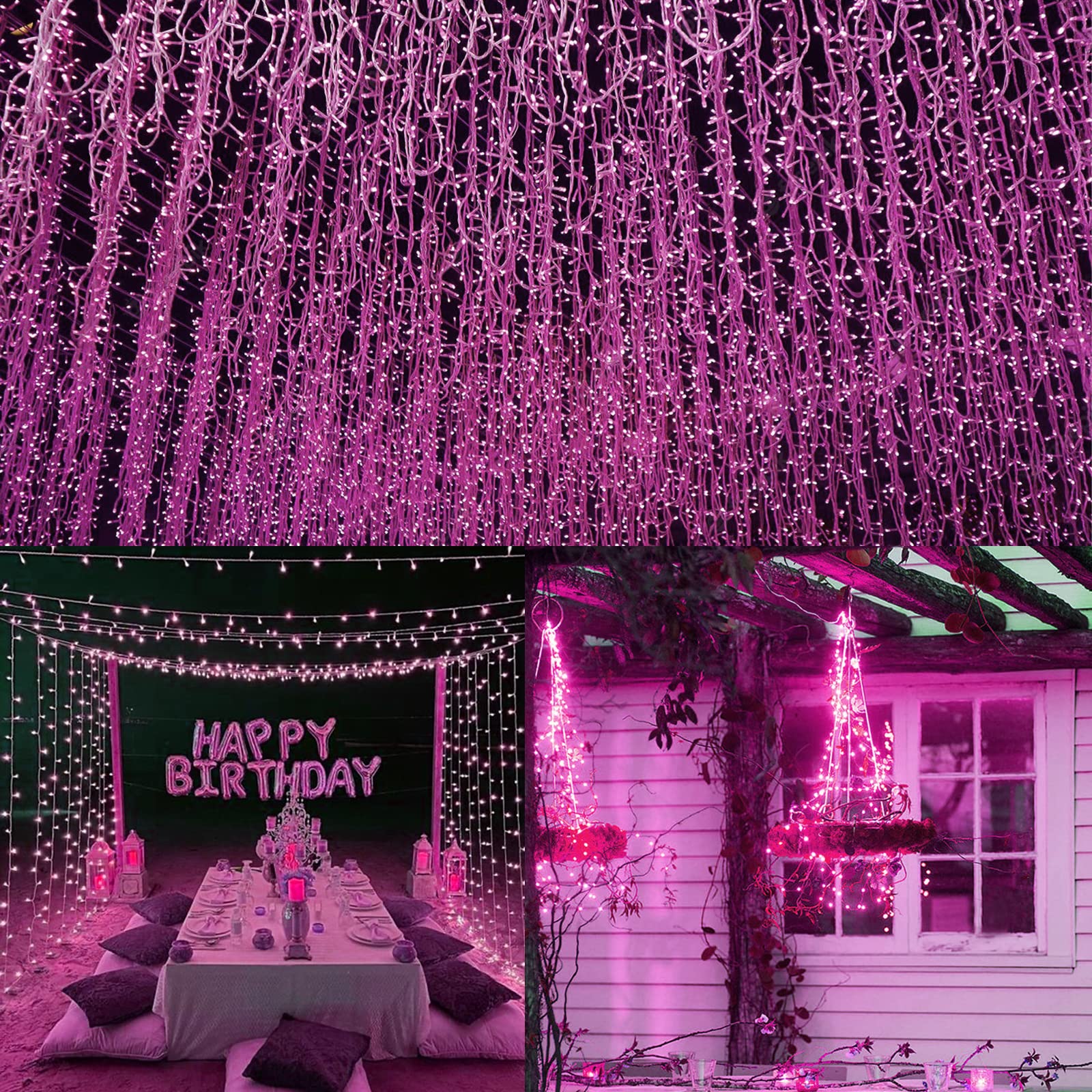 66Ft 200 LED Fairy Lights Plug in, Waterproof String Lights Outdoor & Indoor 8 Modes Christmas Light Bedroom Decor, Timer Twinkle Lights for Girl's Room Garden Party Christmas Decorations (Warm White)