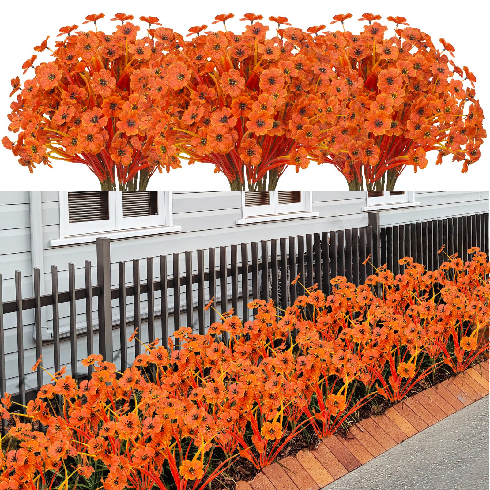 21 Bundles Artificial Outdoor UV Resistant Flowers No Fade Fake Outside Flowers Plastic Greenery Faux Shrubs Garden Porch Window Box Home Decoration(Purple)